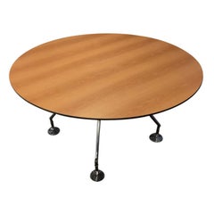 Vintage Iconic Nomos Table with a Circular Walnut Top by Norman Foster, Italy 1986