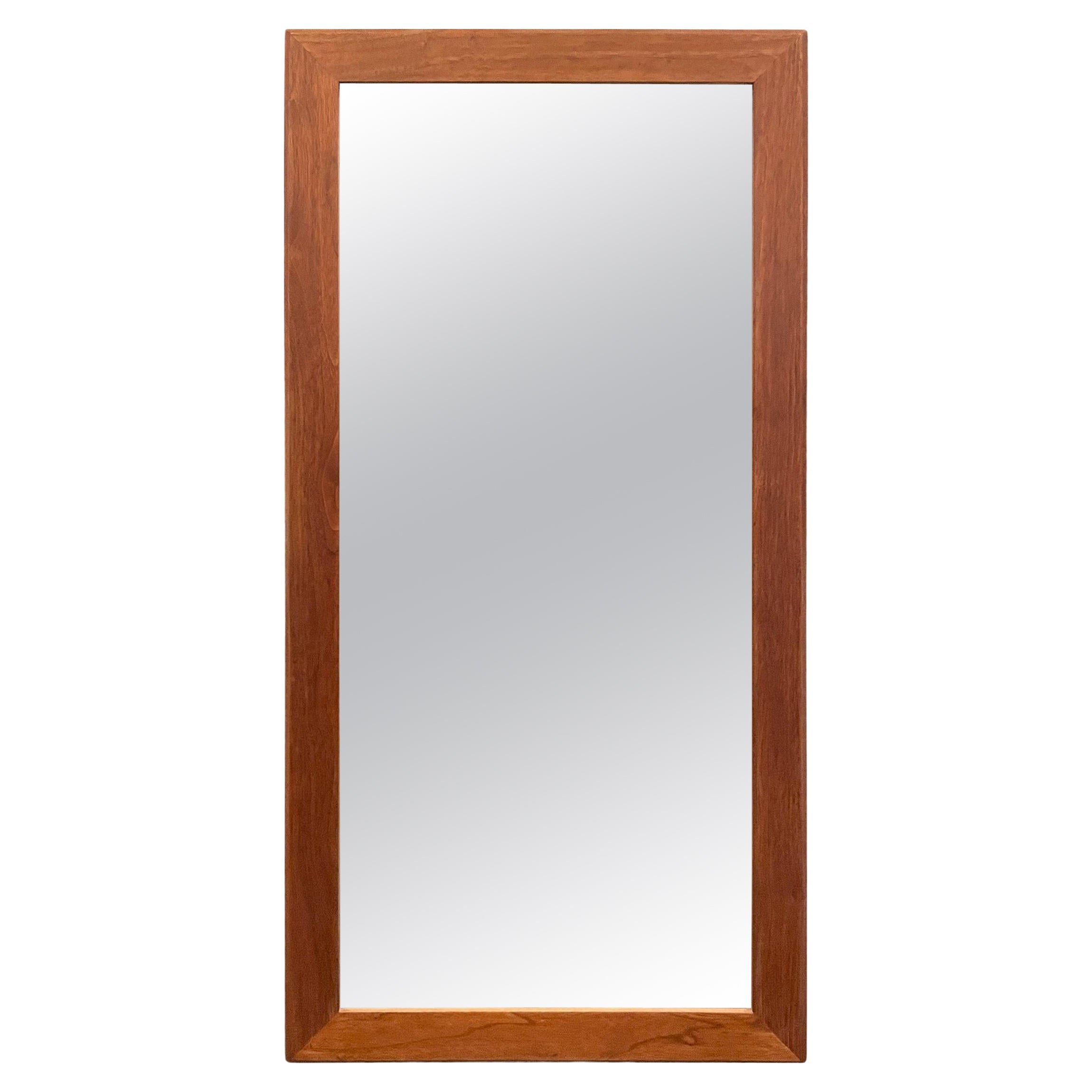 Midcentury Rectangle Solid Walnut Frame Mirror American Studio Craft For Sale
