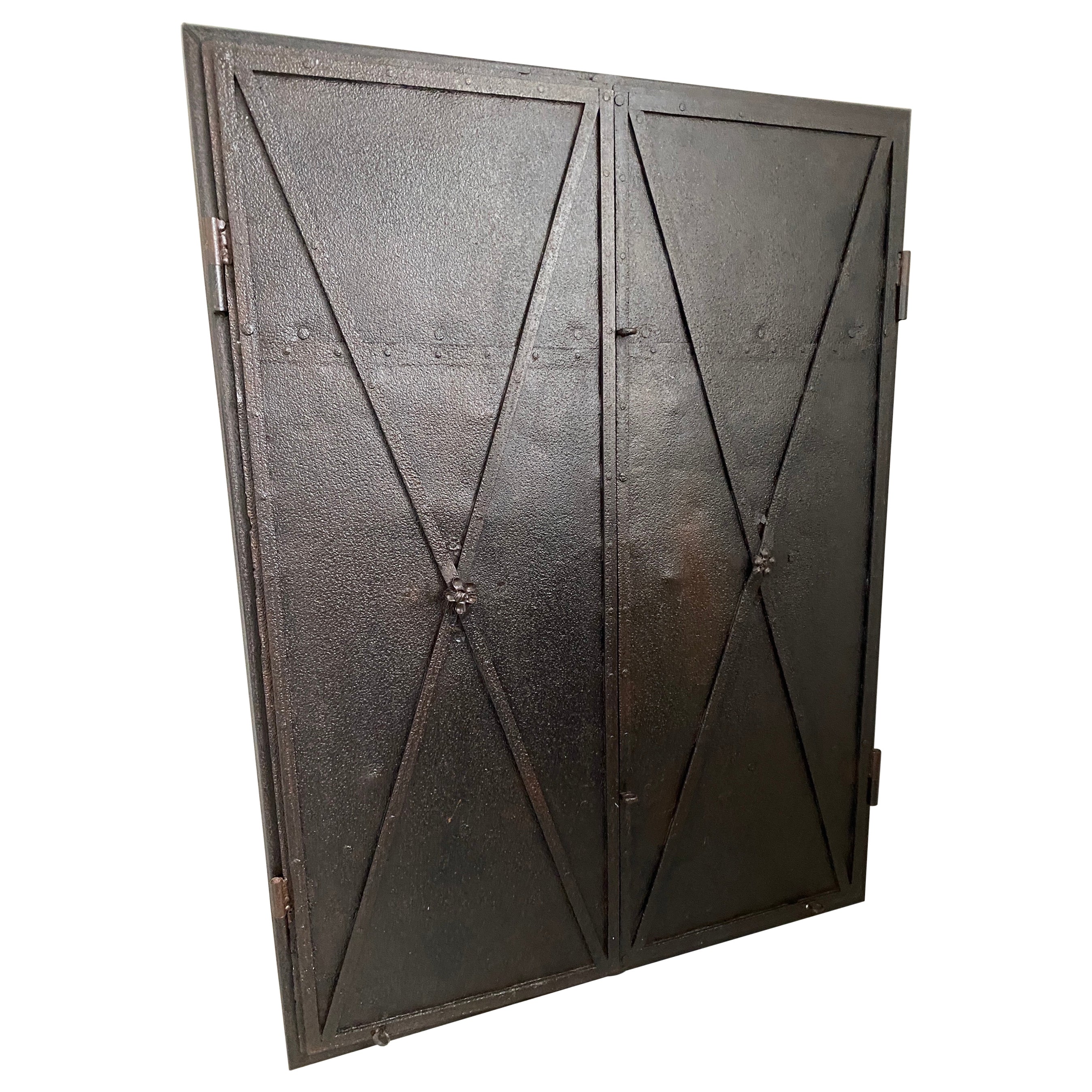 Metal Cabinet with Antique French Directoire Period Doors For Sale