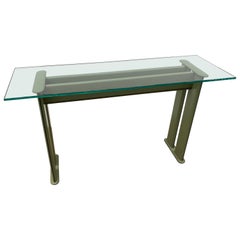 Leather Clad and Glass Console by de Couro of Brazil