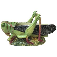 Majolica Grasshopper Jardinière Jerome Massier, Circa 1920