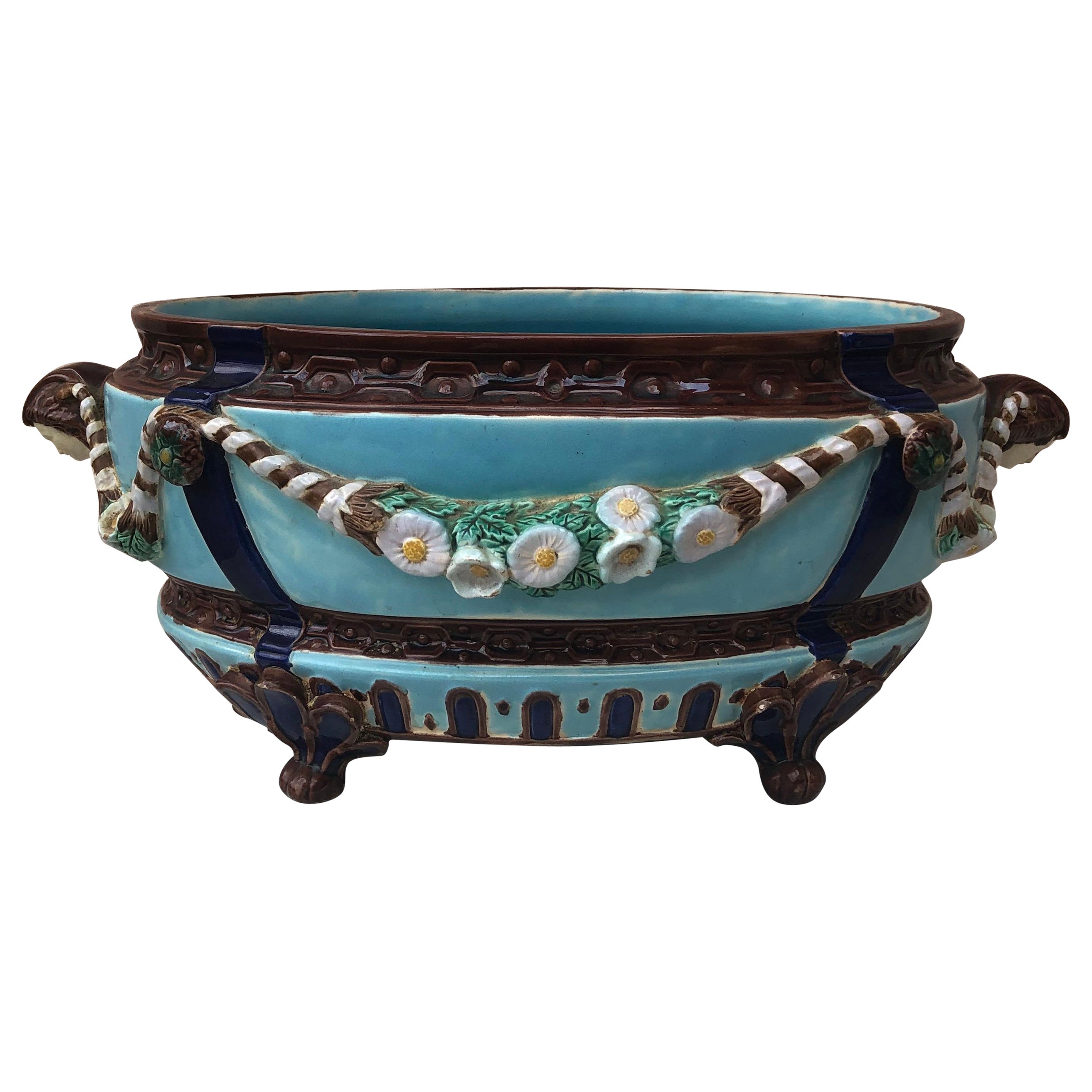 19th Century Victorian Majolica Jardiniere Joseph Holdcroft For Sale