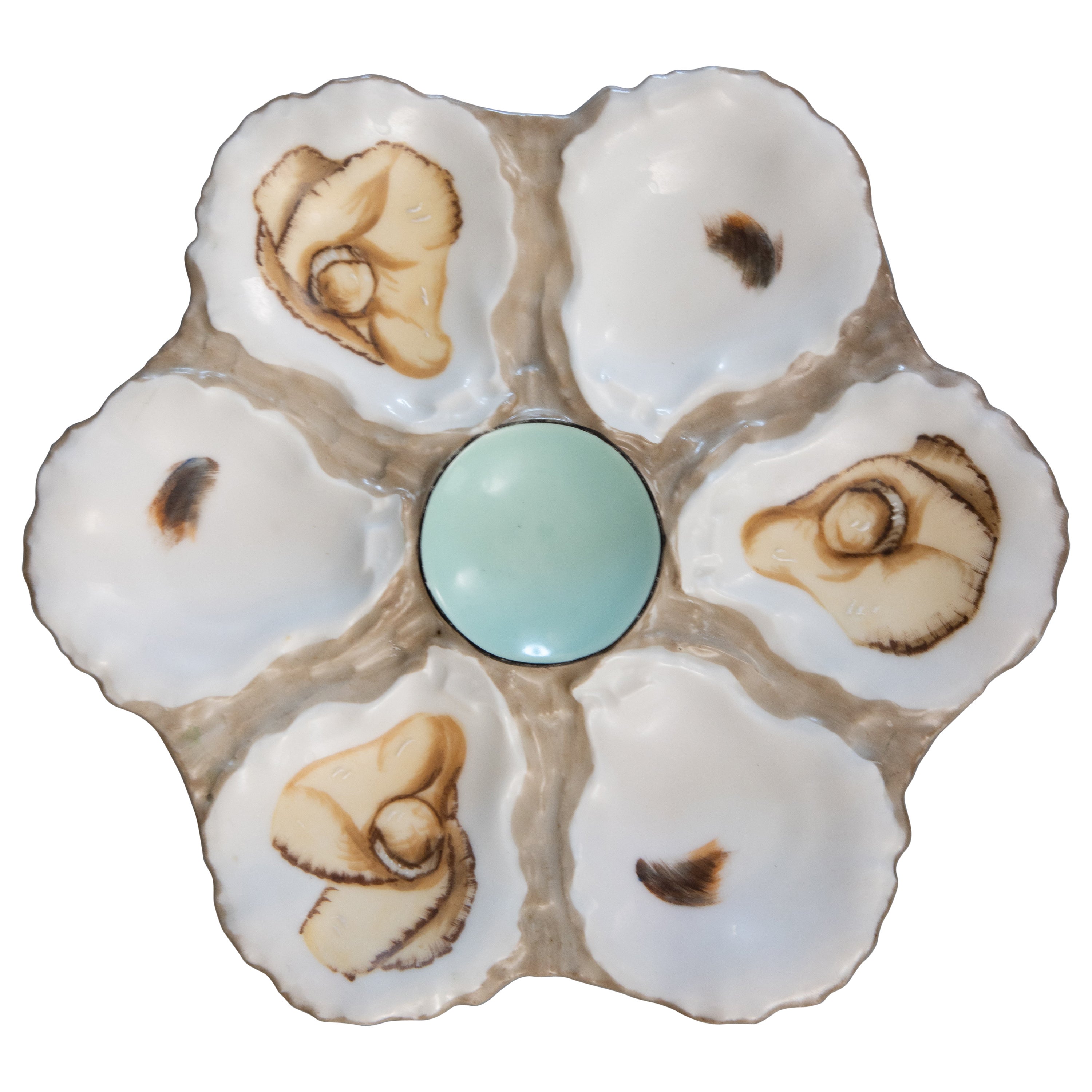 French Majolica Oyster Plate