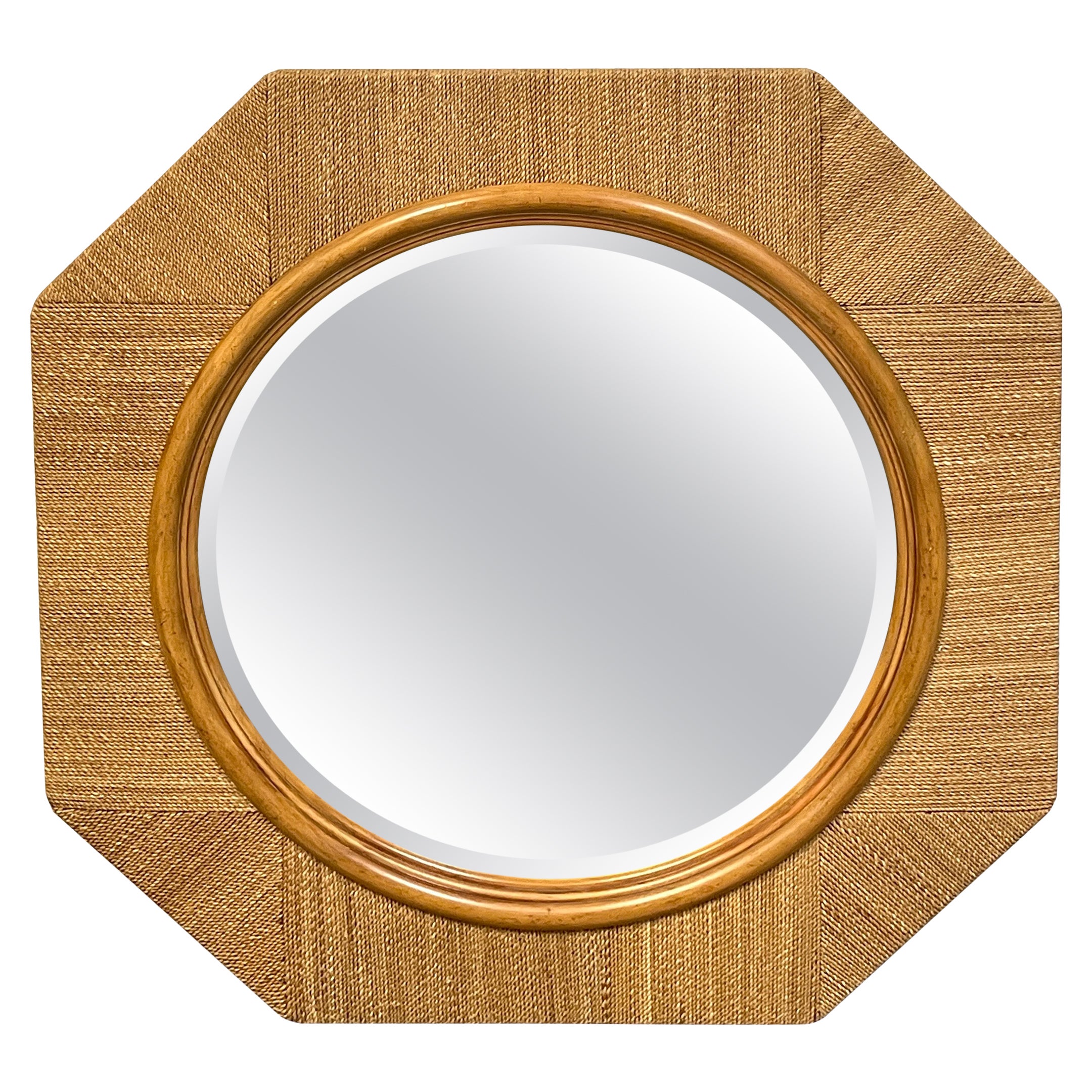 Organic Modern Woven Rope Octagonal Porthole Mirror