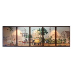 Frühe Ansicht Indiens, Panoramik-Wandteppich, handbemalte Tapeten aufszenischem Papier