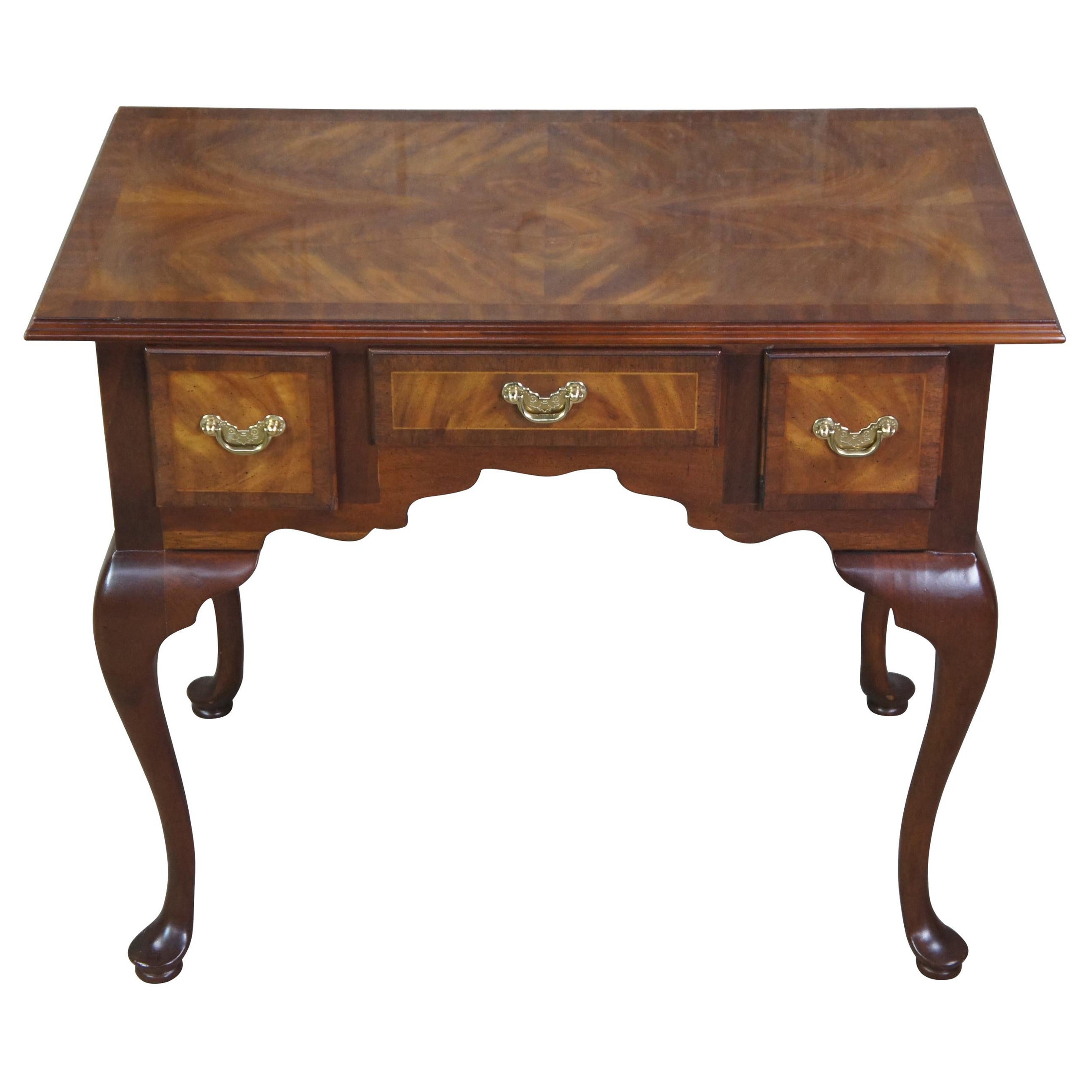 Ethan Allen Flame Mahogany Queen Anne Style Lowboy Chest Console Dressing Table