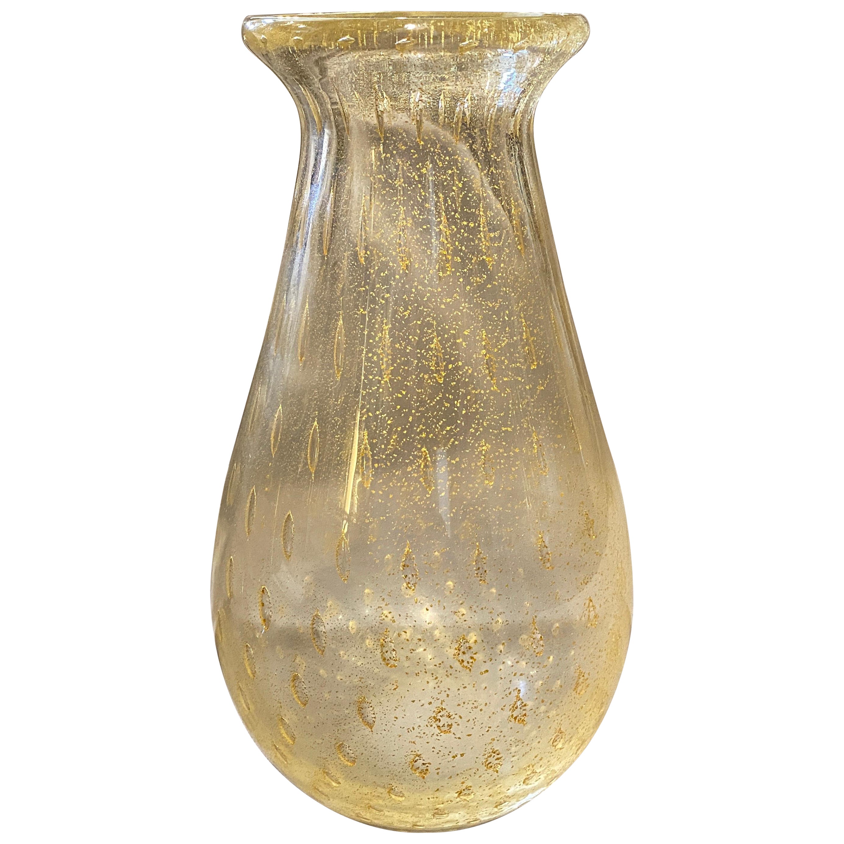 1960s Barovier Style Mid-Century Modern Bullicante Murano Glass Vase 