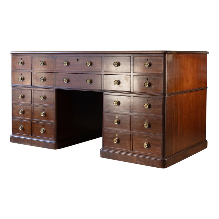 iv Mahogany Pedestal Library Desk For Sale at 1stDibs