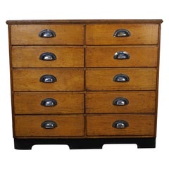 Antique German Oak / Pine Apothecary Cabinet or Bank of Drawers, Mid-20th Century