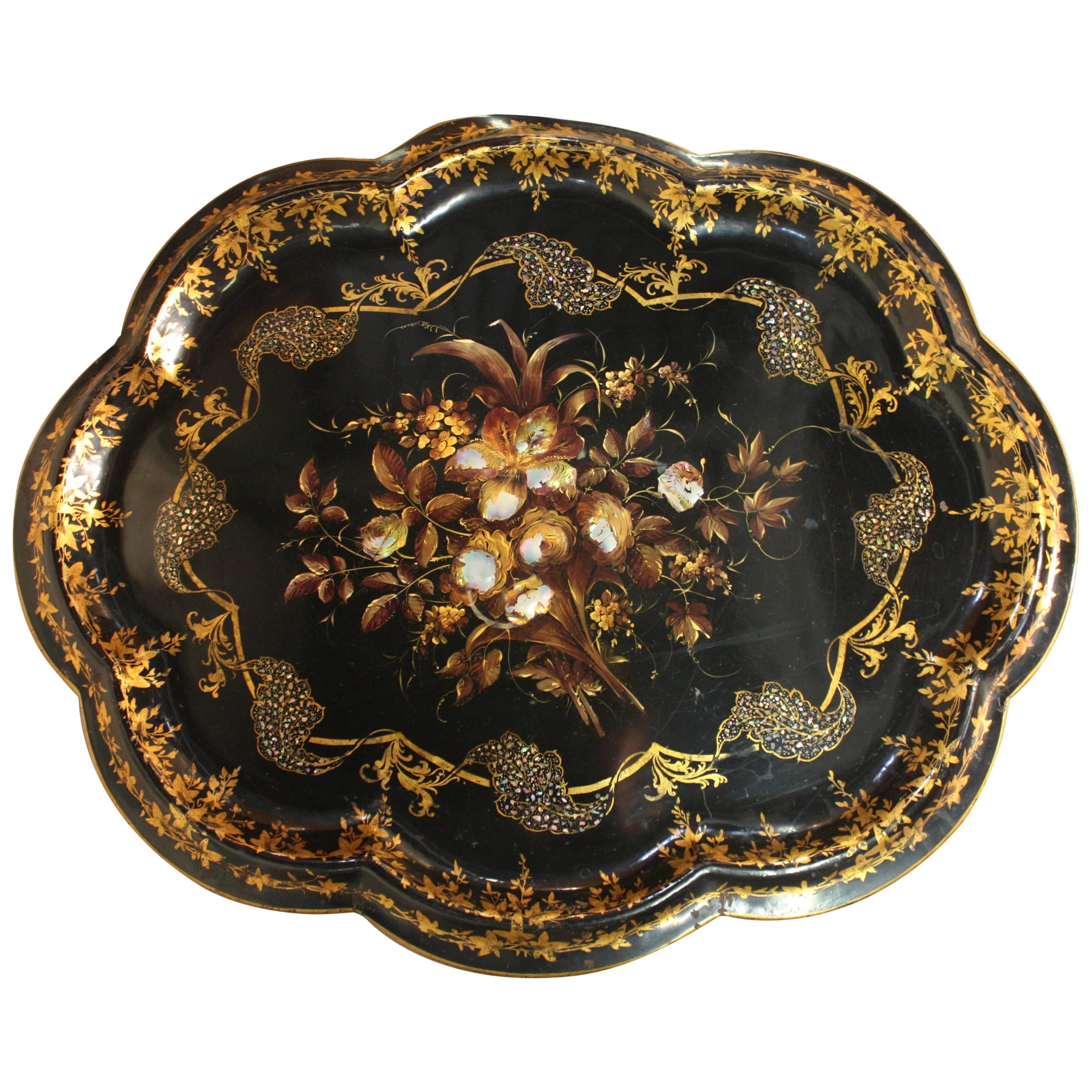 19th Century French Lacquered Tray For Sale