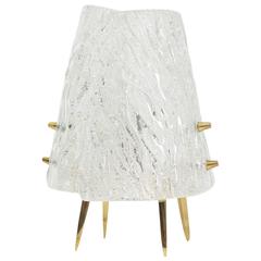 J.T. Kalmar Textured Glass and Brass Table Lamp, 1950s 5