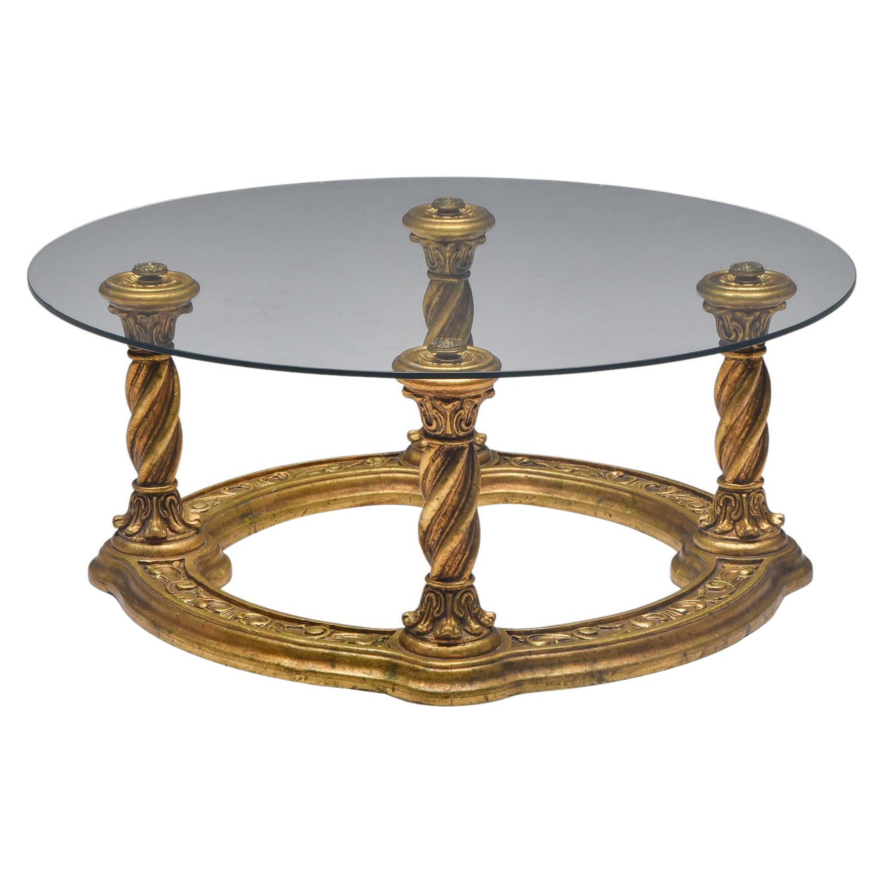 Hollywood Regency Carved Giltwood Coffee Table, 1940s For Sale