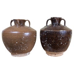 Pair of 19th Century Chinese Glazed Stoneware Jars