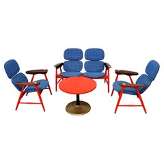 Retro Living Room Set, Armchairs, Loveaseat Table by Marco Zanuso for Poltronova 60s