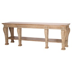 Table console/d'appoint en chêne cérusé de style Louis XIV