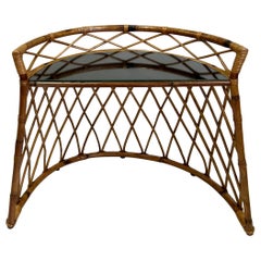 French Midcentury Modern Neoclassical Bamboo & Rattan Desk /Console, Jean Royere