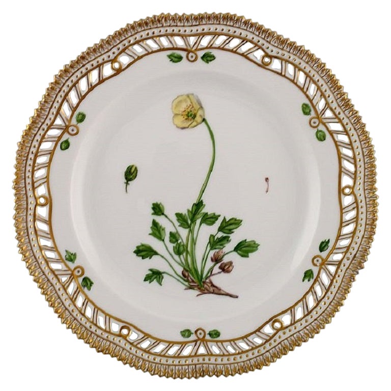 Royal Copenhagen Flora Danica Openwork Plate in Hand-Painted Porcelain For Sale