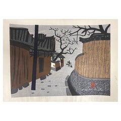 Kiyoshi Saito Signed Limited Edition Japanese Woodblock Print Nara C, 1962