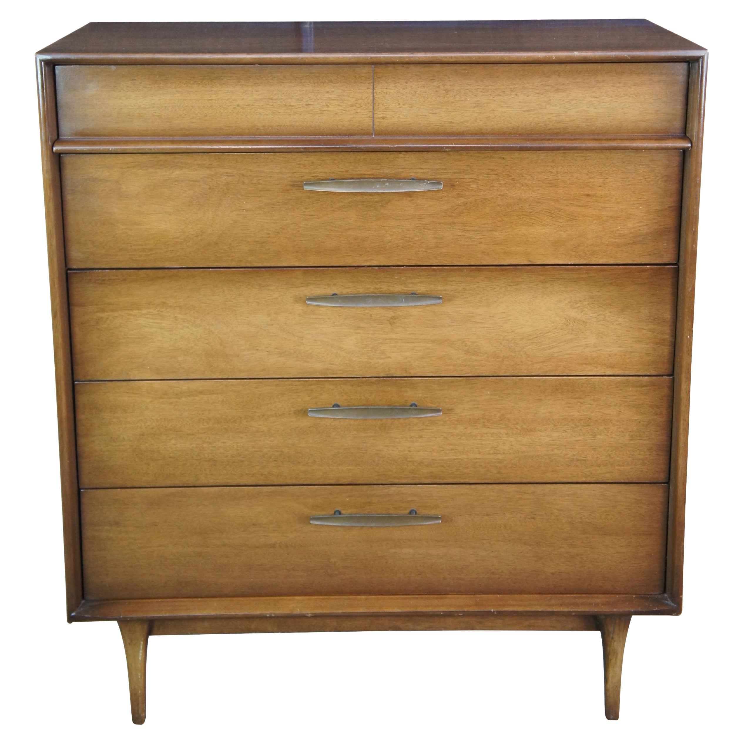 Mid-Century Modern Walnut Red Lion Table Co Tallboy Dresser Chest of Drawers