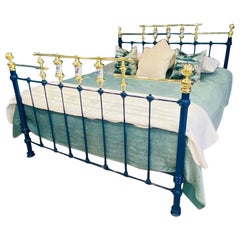 Superking, Vintage Blue Brass Bed