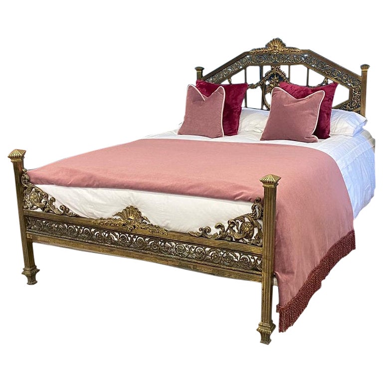 Double, Antique French Metal Bed, Dressing Table and Bedside Table For