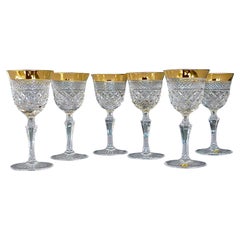 Precious 6 Wine Glasses Gold Crystal Faceted Stemware Josephinenhuette Moser
