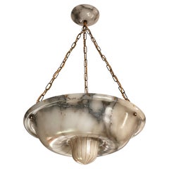 Large & Unique Antique Alabaster Pendant Light / Top Quality & Mint Chandelier