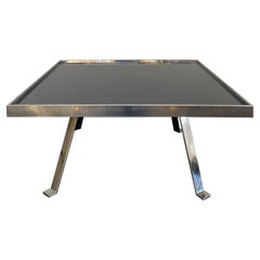 Chrome and Black Glass Cocktail Table