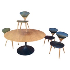 Eero Saarinen for Knoll Game Table and 4 Norman Cherner Side Chairs