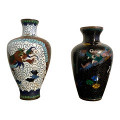 Two Small Japanese Cloisonne Dragon Vases, Early 20th Century, Japan