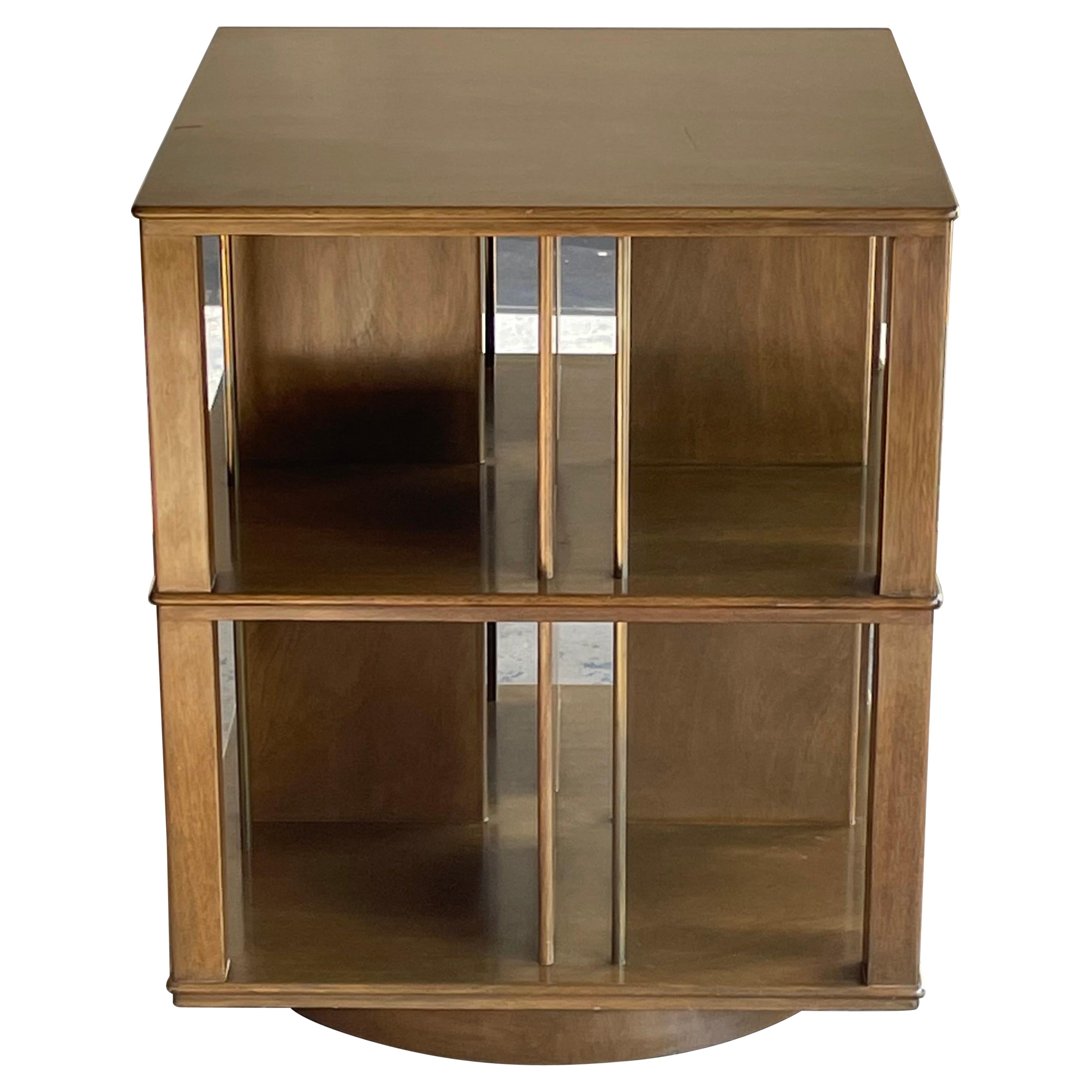 Pair Square Rotating Book Shelf End Tables For Sale at 1stDibs