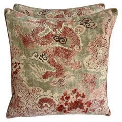 Contemporary Custom Chinoiserie Style Pillows, a Pair