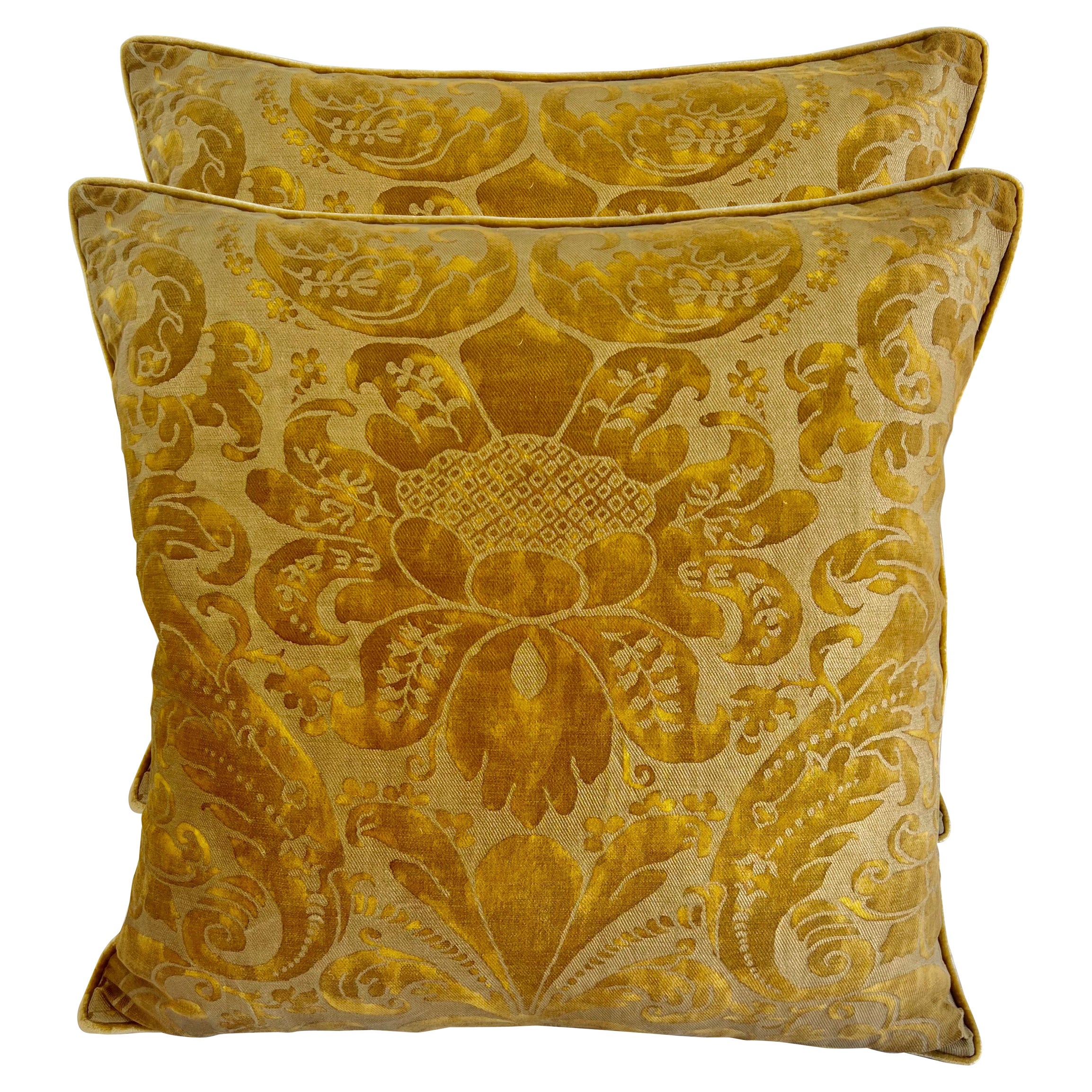 Pair of Custom Golden Fortuny Pillows