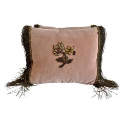 Paire de coussins en velours rose Appliqu