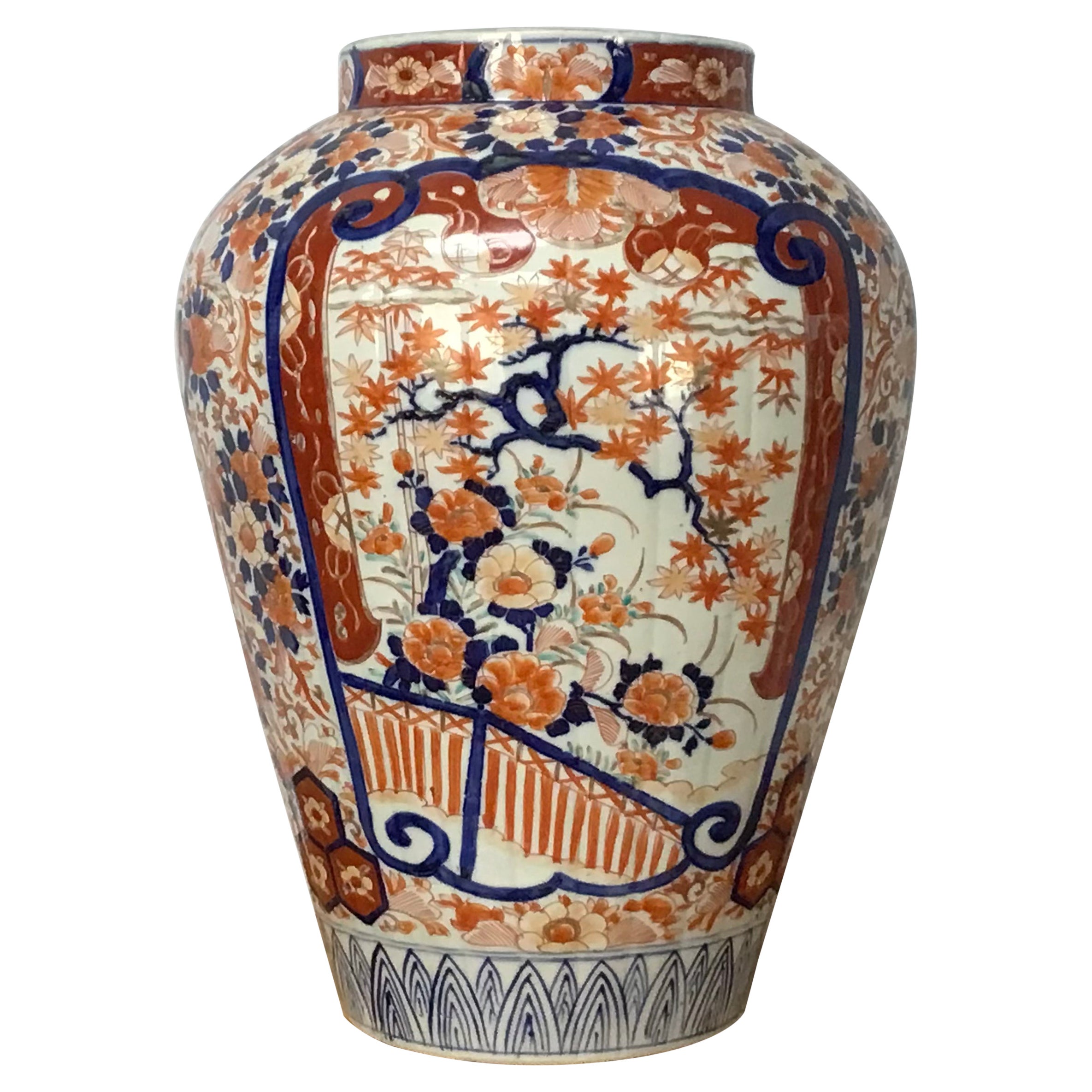 Grand vase japonais en porcelaine Imari Ware du 19ème siècle