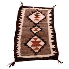 Southwestern American Indian Navajo Triple Medallion Hand Woven Wool Rug, 20th C