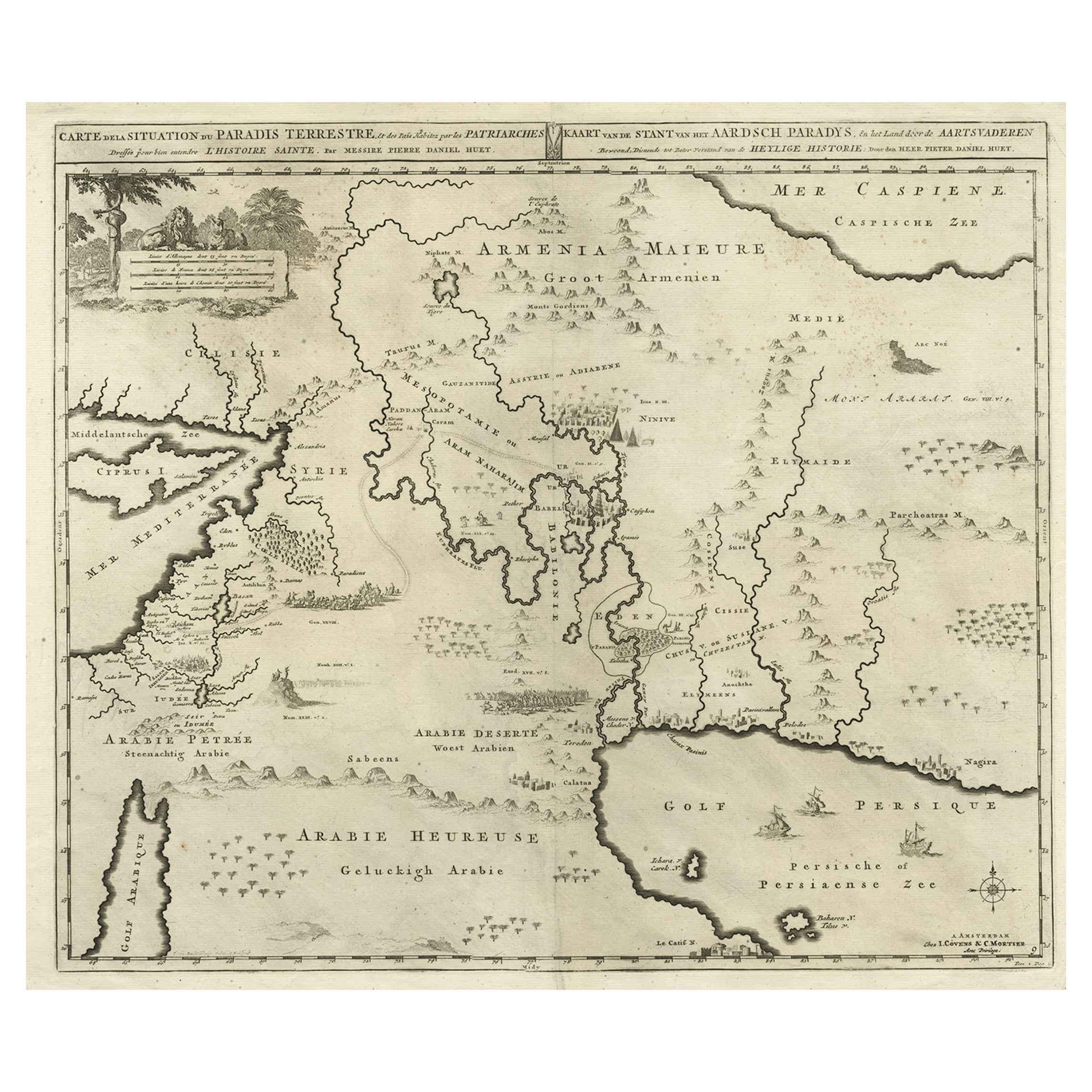 Biblical Map of the Region from the Mediterranean through the Persian Gulf, 1720 For Sale