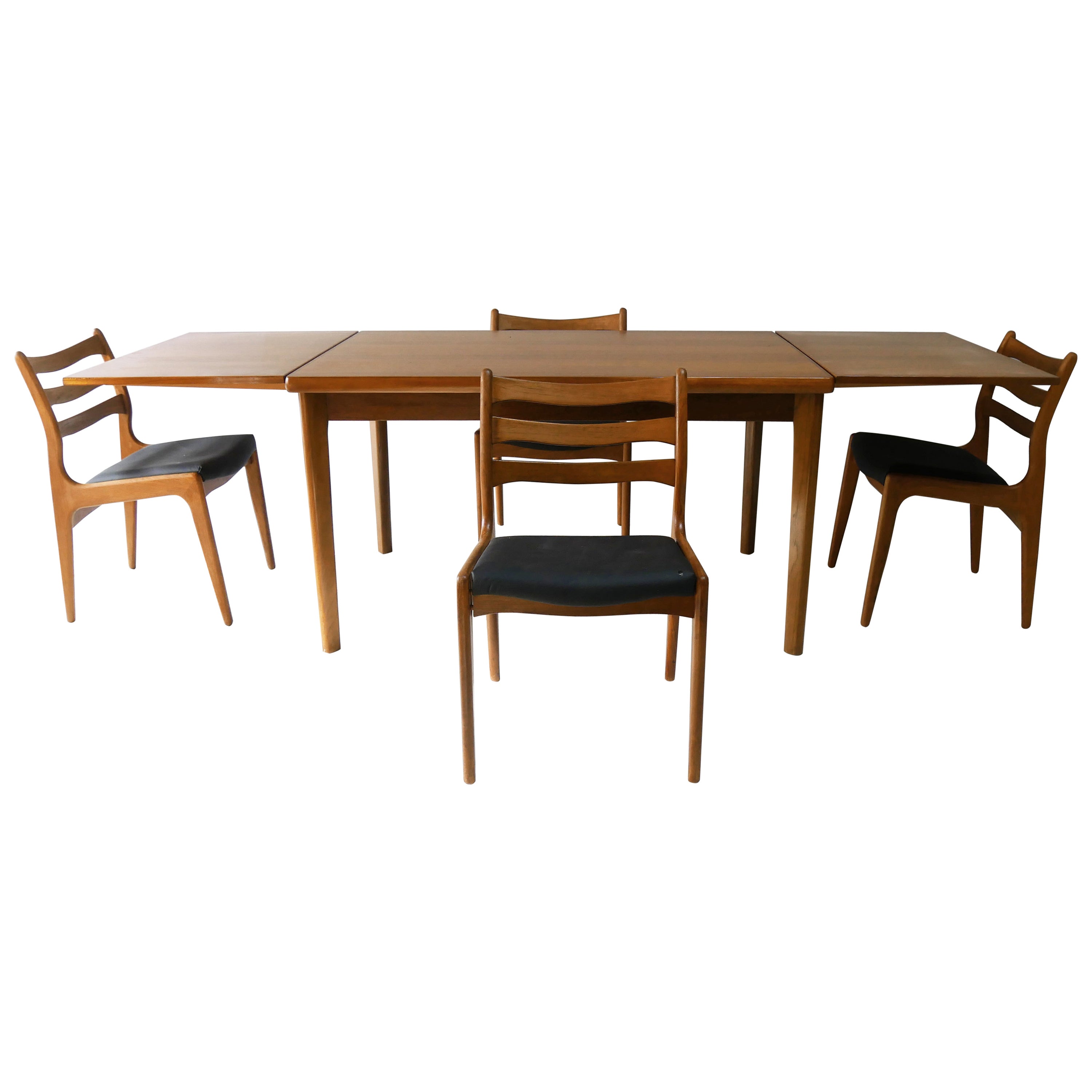 1960’s Mid Century Danish Dining Table and 4 Chairs by Ansager Mobler For Sale