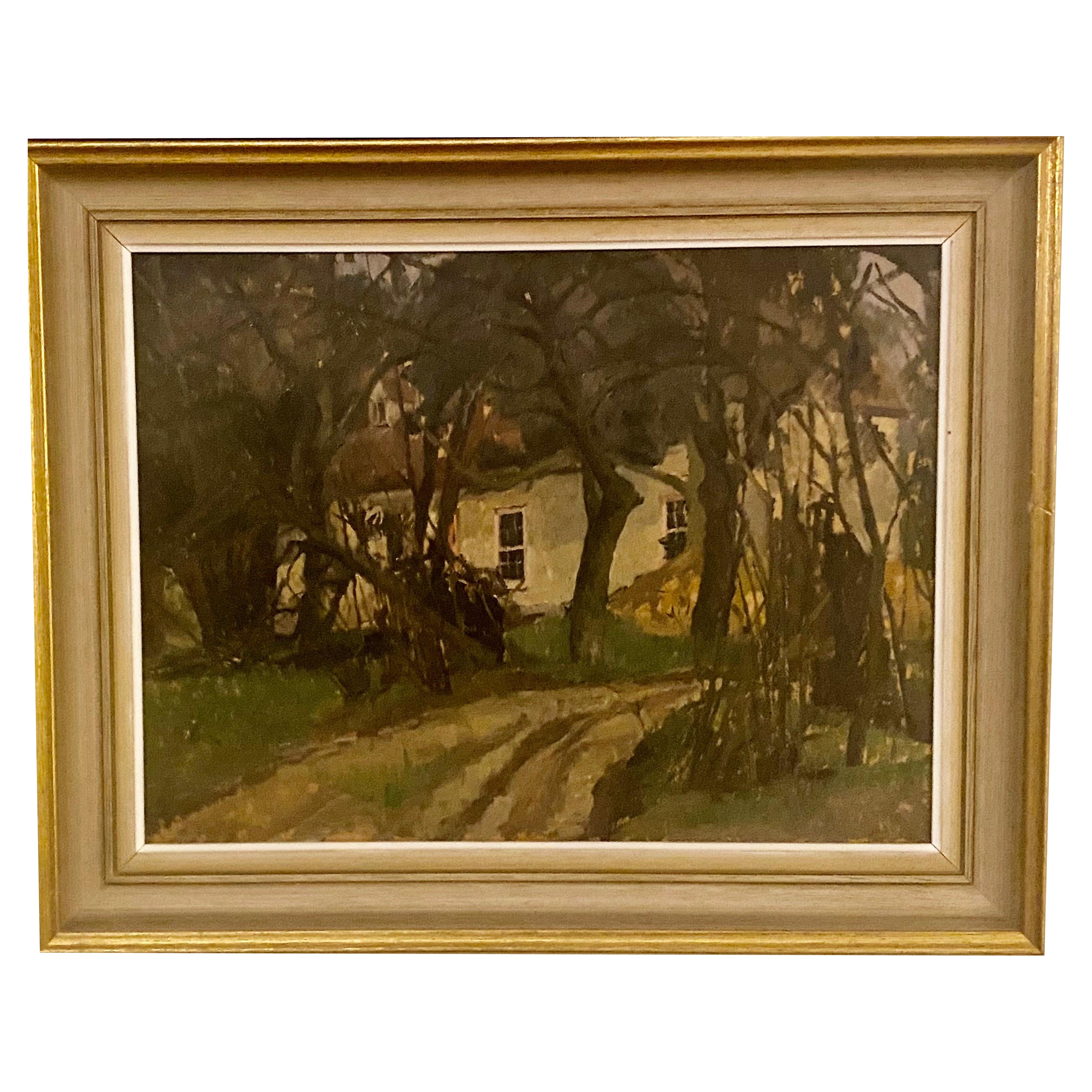 Peter Greenham 'British' The House in the woods, Oil On Board For Sale