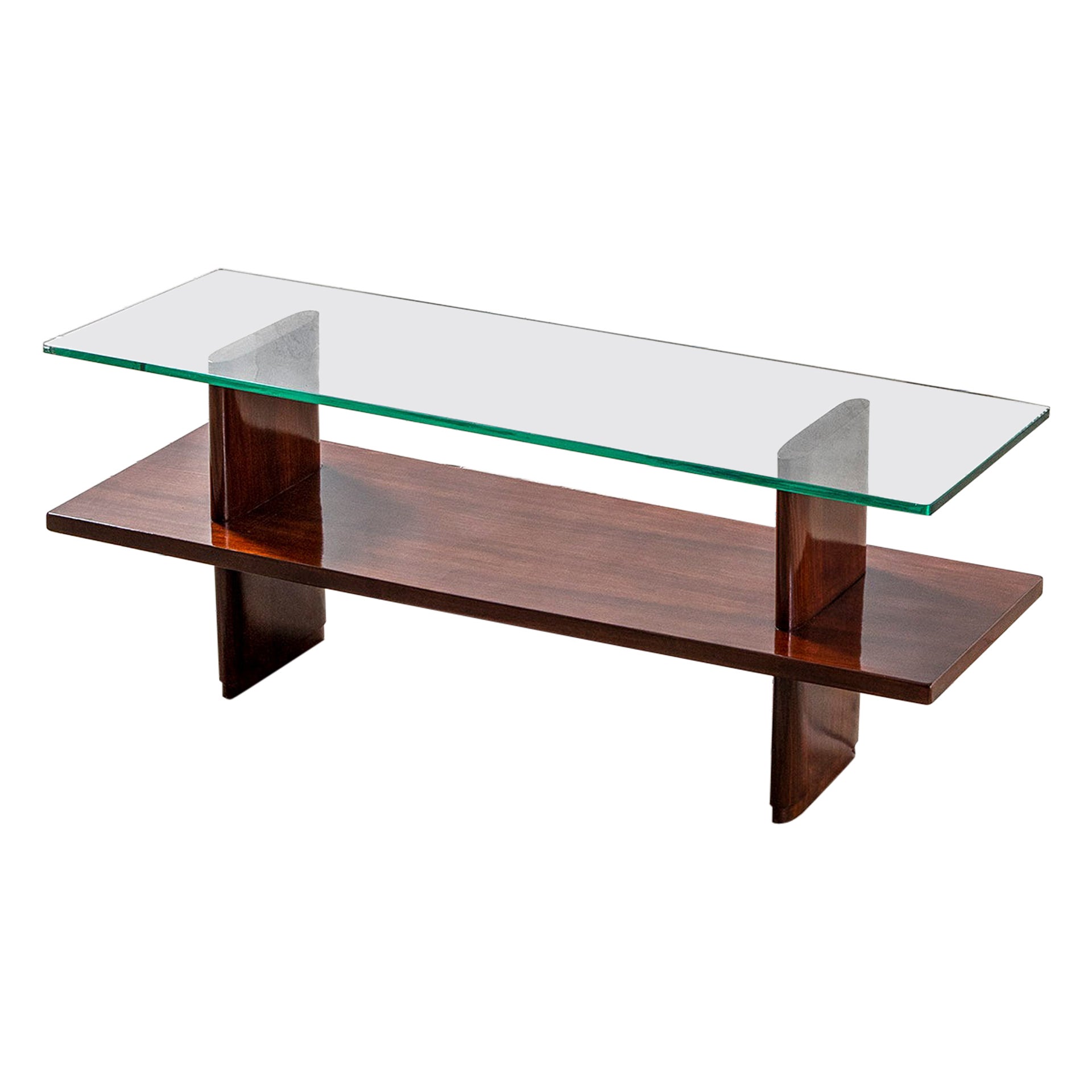 20th Century Osvaldo Borsani Wood and Glass Coffee Table by Arredamenti Varedo For Sale