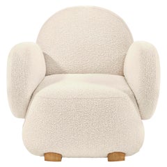 Dolce Armchair Ivory with Plush Boucle Fabric by Matteo Cibic