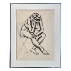 "Femme Nue" Drawing Signed by Hélion, 1948