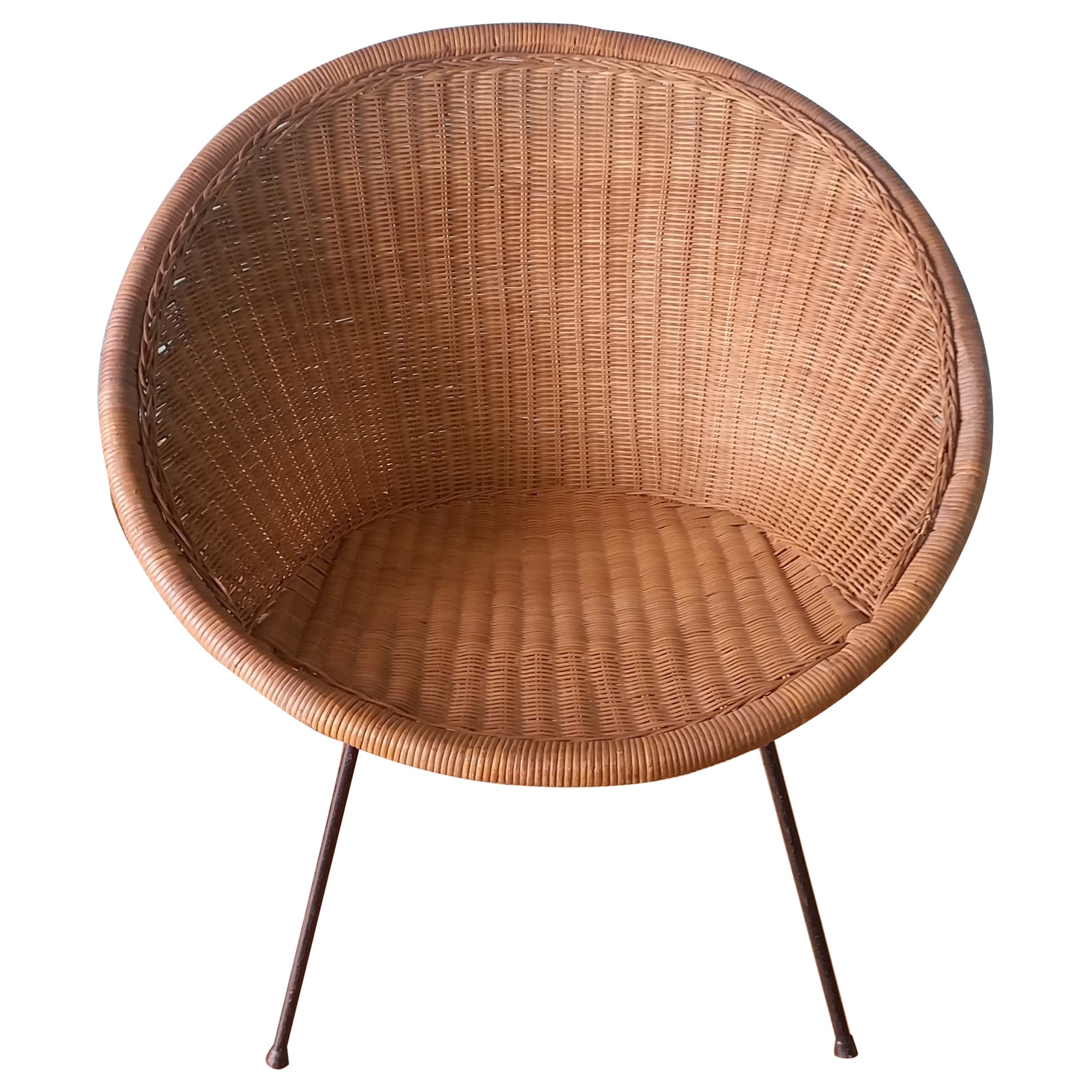English Mid-Century Rattan Chair For Sale