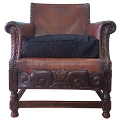 English Leather Arts & Crafts Club Chair