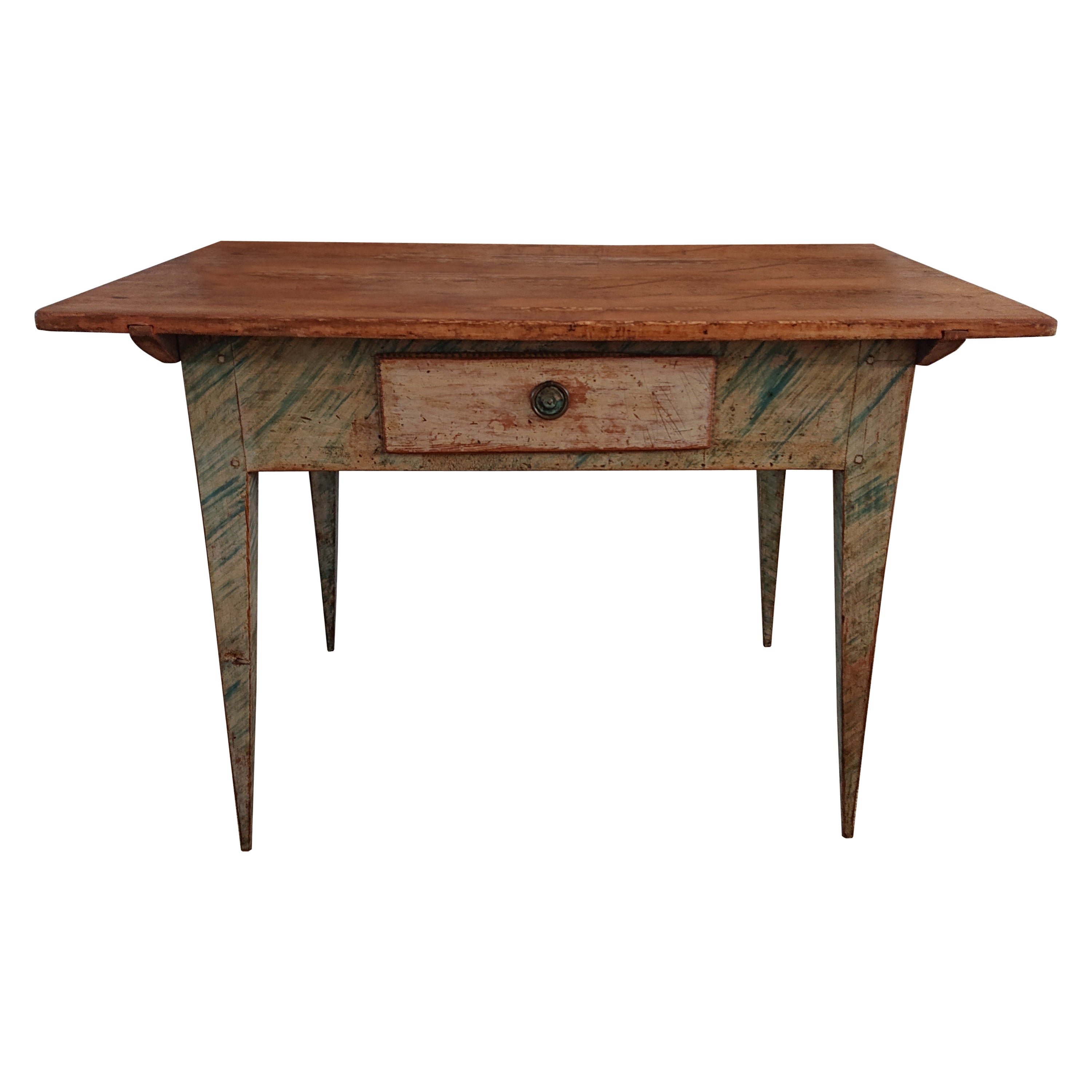 19th Century Swedish Gustavian Desk with Marble Imitaition Original Paint For Sale