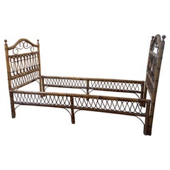 Retro Mid-Century Modern Italian Bamboo Single Bed with Its Original Patina, 1960s