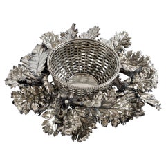 Buccellati Centerpiece Silver Basket Surrounded by Oak Leaves