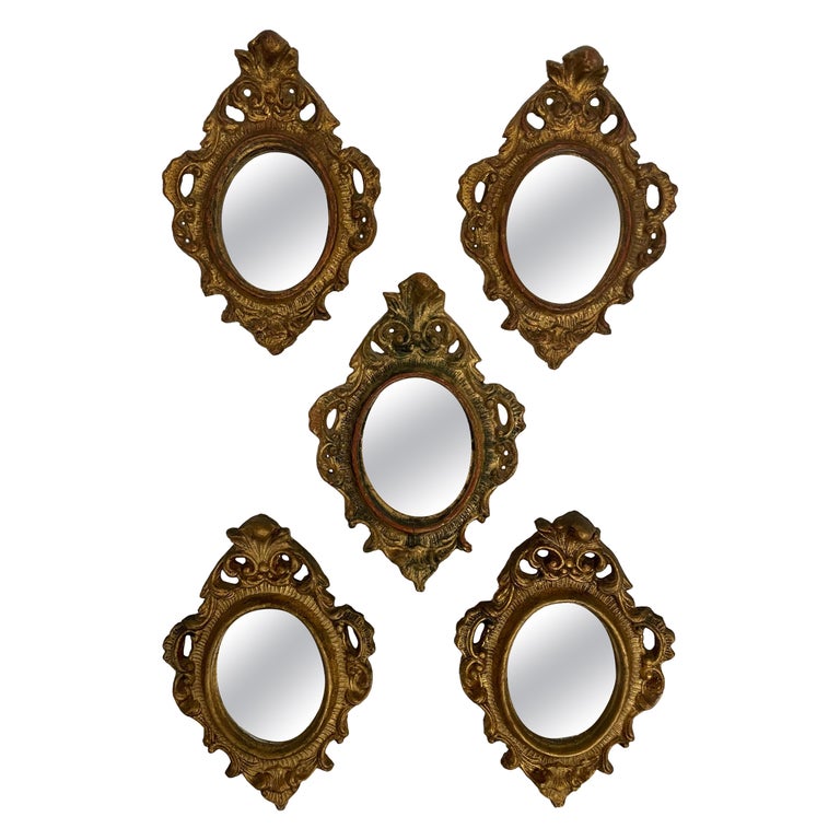 Grouping of Five Italian Giltwood Florentine Mirrors For Sale