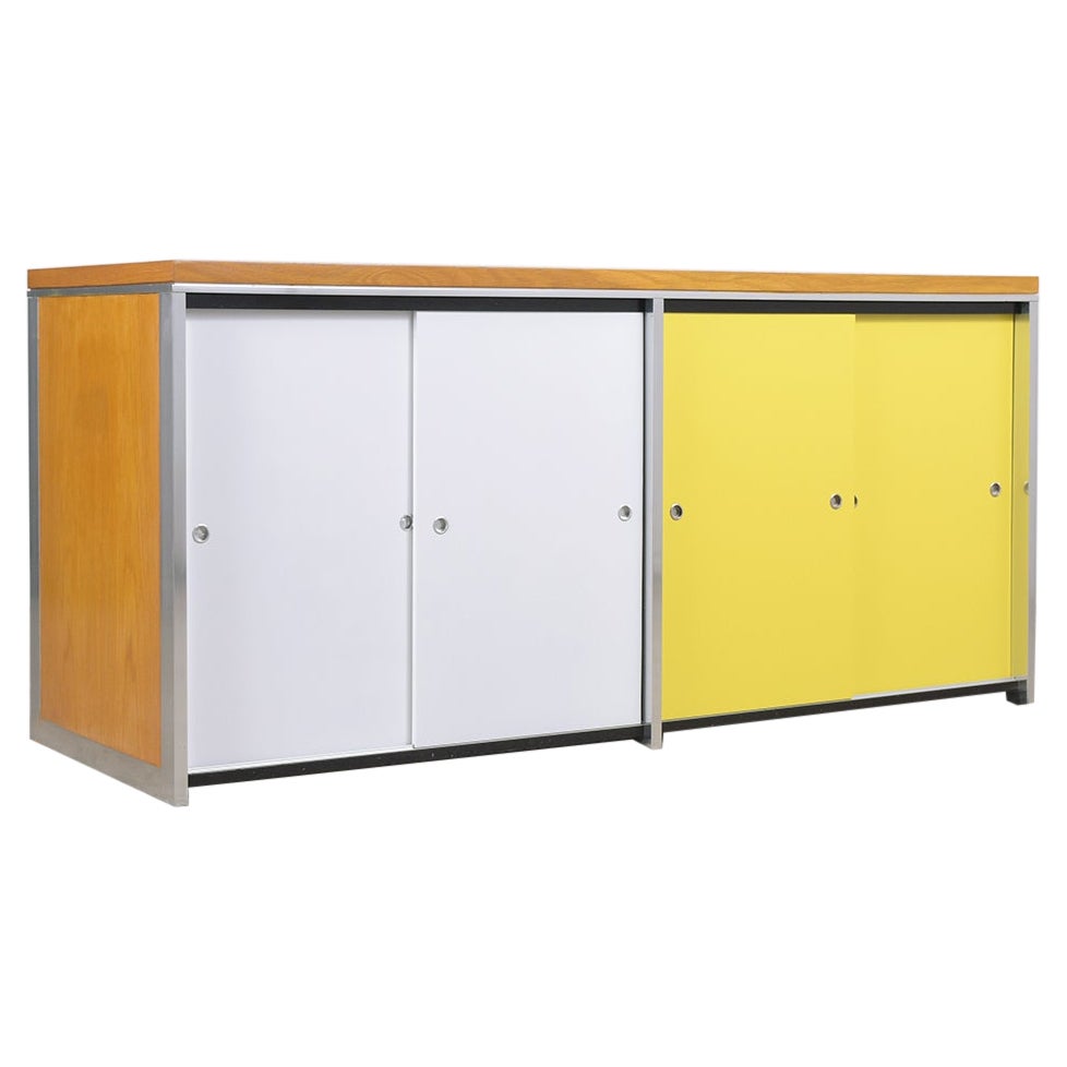 Retro Chic: Vintage 1970s Danish Mid-Century Credenza with White & Yellow Finish For Sale