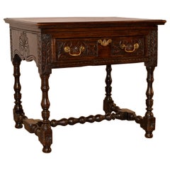 18th Century Carved Oak Side Table
